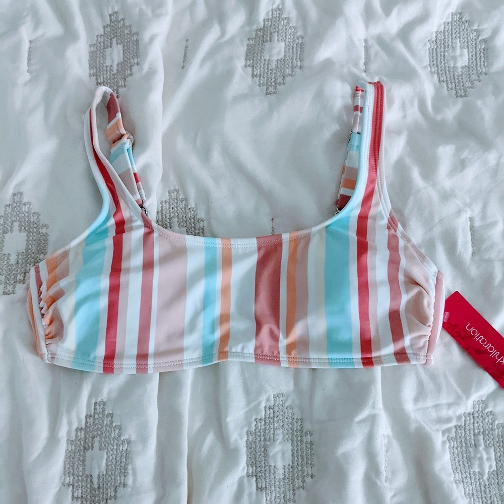 Xhilaration Striped Scoop Neck Bikini Set Sz L